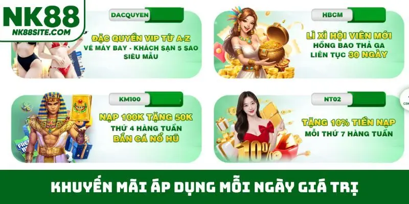 Khuyến mãi áp dụng mỗi ngày giá trị